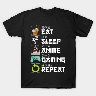 Eat Sleep Anime Gaming Repeat Kawaii Otaku Anime T-Shirt